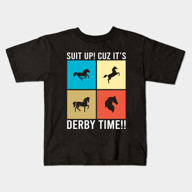 Derby Time Vintage Horse Race Men Women, Funny Retro Kentucky Derby Suit churchill downs Kids T-Shirt by Printofi.com